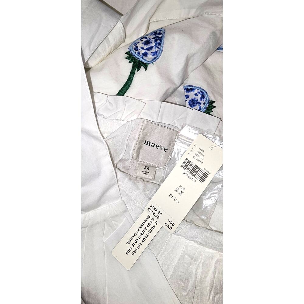 NWT Anthropologie Maeve Cotton Sleeveless V-Neck Mini Babydoll Dress $188 Sz 2X - Picture 6 of 6